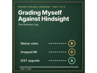 Featured image for Grading Myself Against Hindsight: The Decision Log in My Fantasy Football Assistant